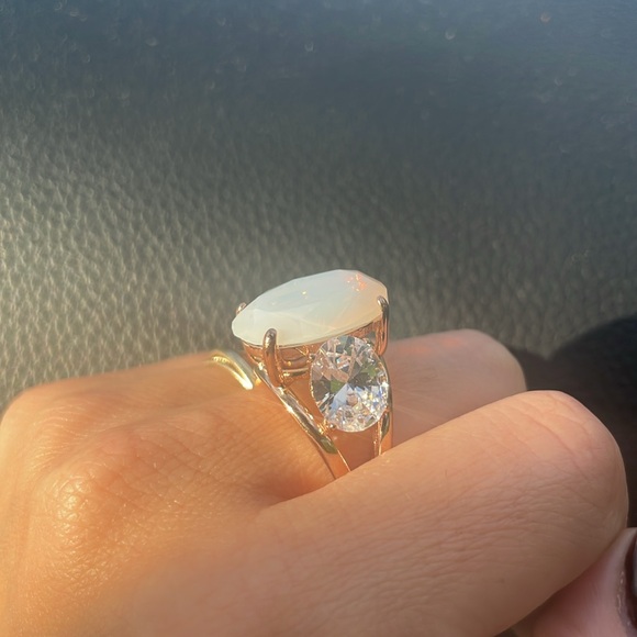 Size 6 rose gold tone stainless steel ring fire opal - Picture 3 of 7